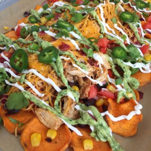 Loaded Sweet Potato Nachos with Homemade Sweet Potato Chips | www.withpeanutbutterontop.com