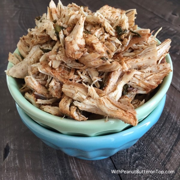 Easy Crockpot Mexican Style Shredded Chicken | With Peanut Butter on Top