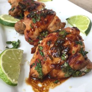 One Pan Cilantro Lime Chicken Thighs - simple to make, healthy, bursting with flavor and is absolutely delicious! Great for meal prepping or as an addition to any wraps, salads, or sandwiches!