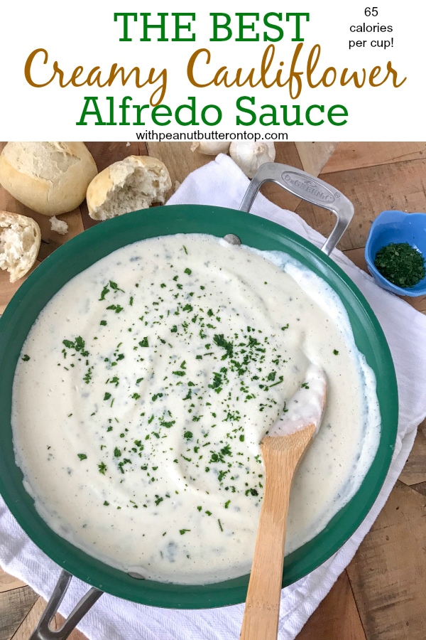 Creamy Cauliflower Alfredo Sauce With Peanut Butter on Top