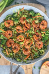Simple Teriyaki Shrimp over Zucchini Noodles - this recipe is made with a homemade teriyaki sauce and served over zucchini noodles. Making for an easy, healthy and extremely delicious dinner option that can be on your table in 30 minutes! #shrimp #teriyaki #easy #healthy #shrimpteriyaki #zoodles #zucchininoodles | www.withpeanutbutterontop.com