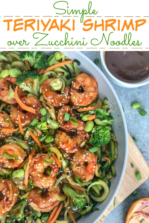 Simple Teriyaki Shrimp over Zucchini Noodles With Peanut Butter on Top