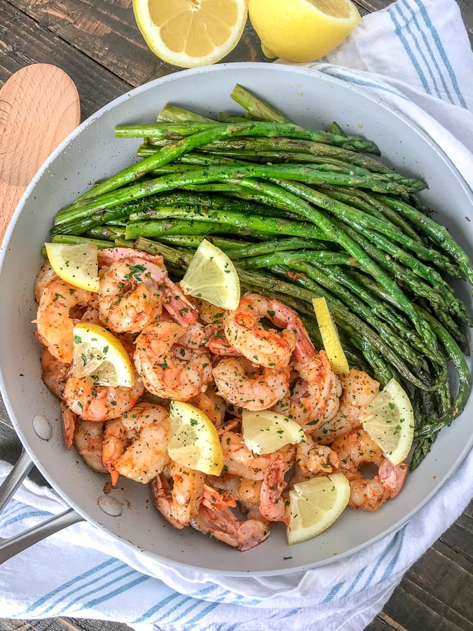 Lemon Garlic Butter Shrimp with Asparagus | With Peanut Butter on Top
