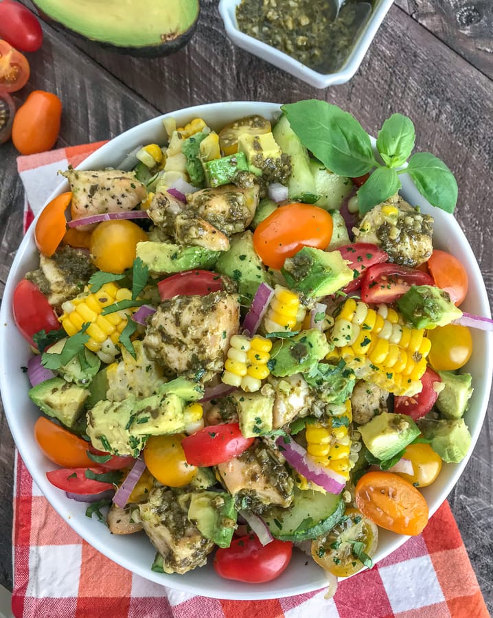 Lemon Pesto Chicken Avocado Salad With Peanut Butter On Top Lemon Pesto Chicken Avocado Salad With Peanut Butter On Top