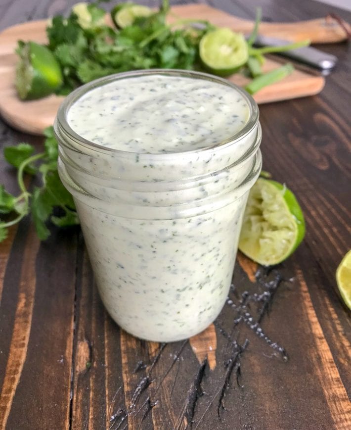 Creamy Cilantro Lime Sauce With Peanut Butter on Top