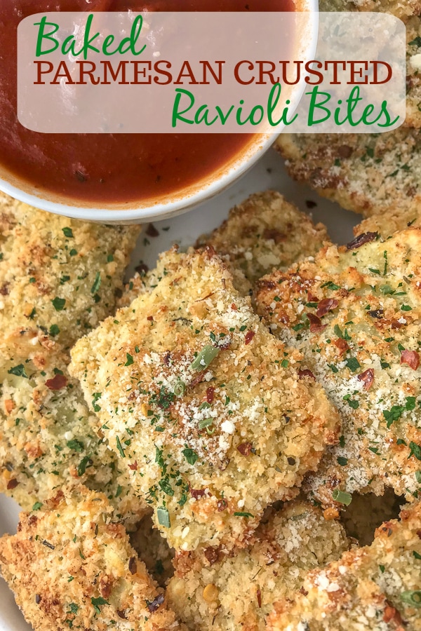 Baked Parmesan Crusted Ravioli Bites - With Peanut Butter on Top