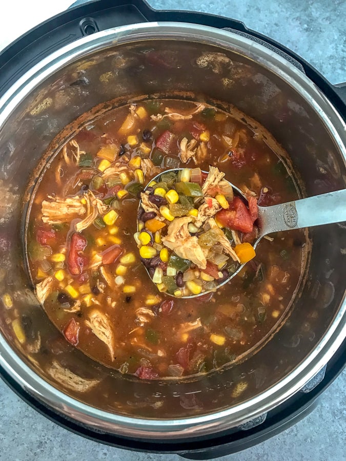 Easy Instant Pot Chicken Taco Soup | With Peanut Butter on Top