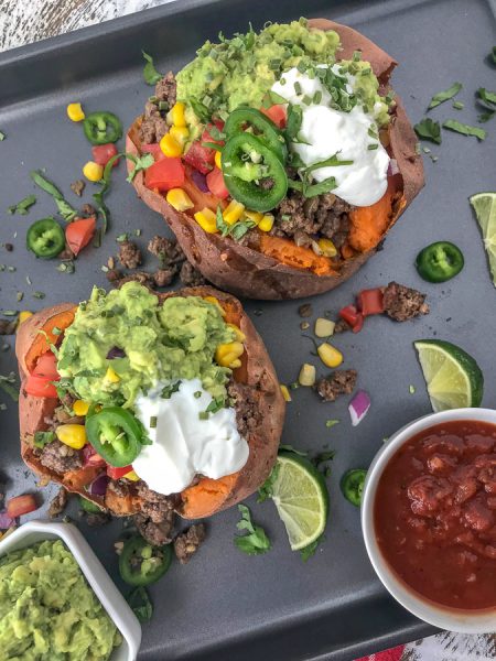 Taco Stuffed Sweet Potatoes - With Peanut Butter on Top