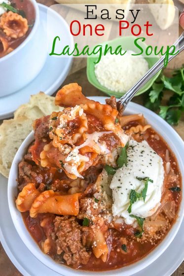 Easy One Pot Lasagna Soup - With Peanut Butter on Top
