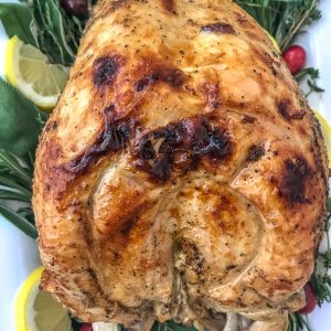 Easy and Tender Instant Pot Turkey Breast - a tender, moist and flavorful turkey (with gravy) in under an hour! No more early mornings or times spent basting a turkey every 20-30 minutes or less. Try this Instant Pot version with your family and friends this holiday season! #instantpot #instantpotturkey #turkey #friendsgiving #thanksgivingrecipes | https://withpeanutbutterontop.com