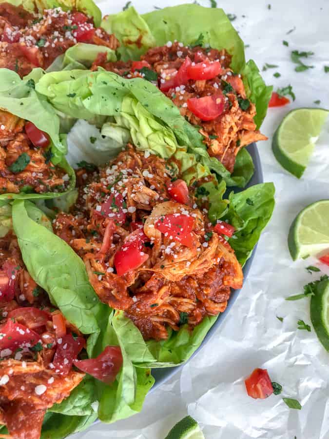 Chicken Tinga Lettuce Wraps With Peanut Butter on Top