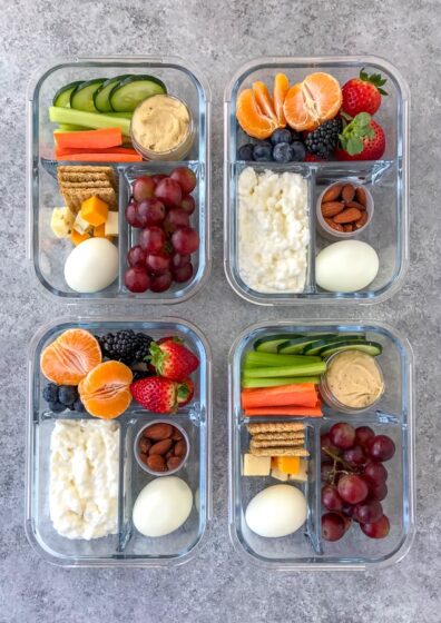 Cold Protein Packed Bistro Box - learn how to make your own snack boxes -easily and quickly! These two option bistro boxes comes together in minutes and are perfect as a post-workout snack, for meal prepped lunches, or if you live life on the go! #mealprep #protein #bistrobox #snackbox #postworkoutmeals | https://withpeanutbutterontop.com