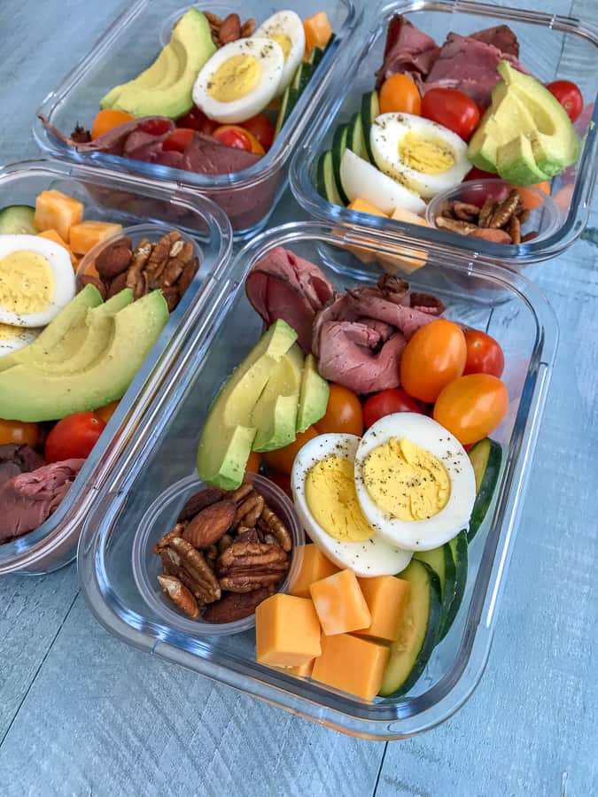 DIY Deli Style Protein Box With Peanut Butter On Top protein-packed-breakfast-bento-boxes-for-clean-eating-mornings-clean