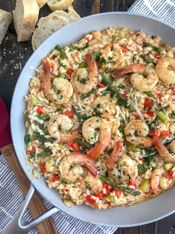 Garlic Butter Shrimp with Asiago Risotto With Peanut Butter on Top