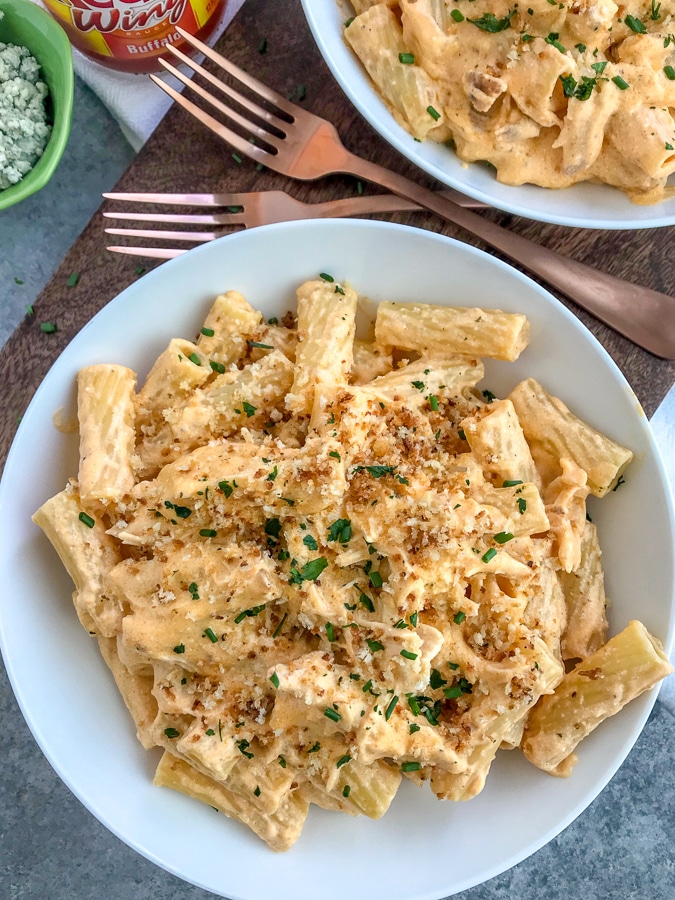 Cheesy Buffalo Chicken Pasta With Peanut Butter on Top
