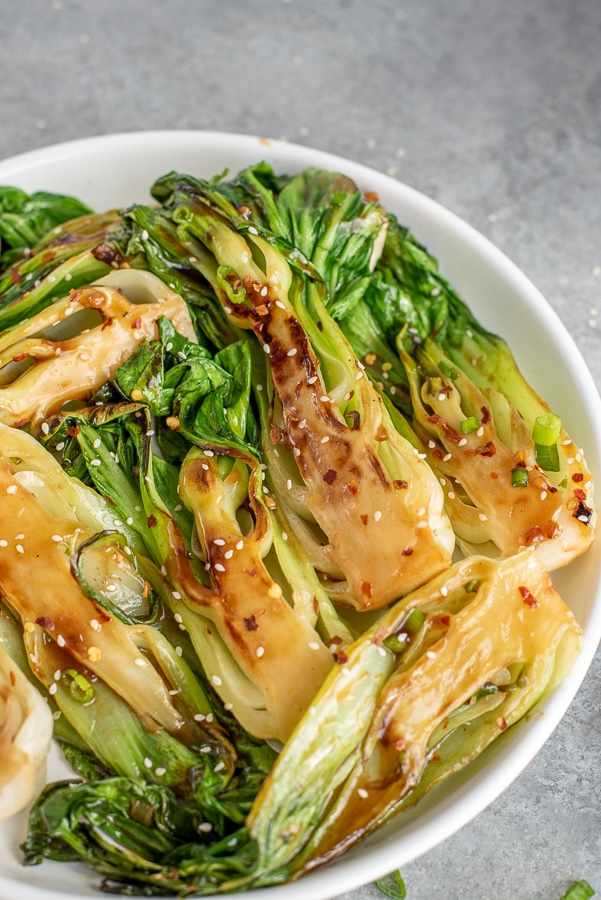 Easy Sautéed Teriyaki Bok Choy With Peanut Butter on Top