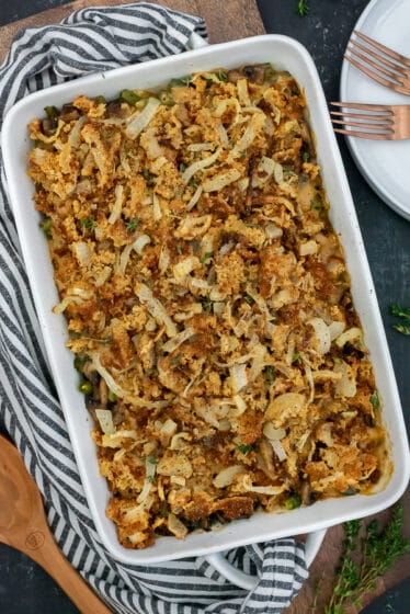 Healthy Green Bean Casserole - With Peanut Butter on Top